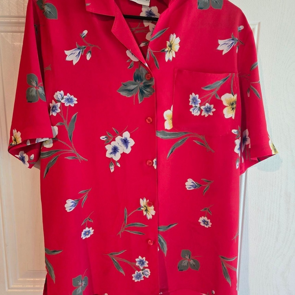 alfred dunner red floral button up womens 12